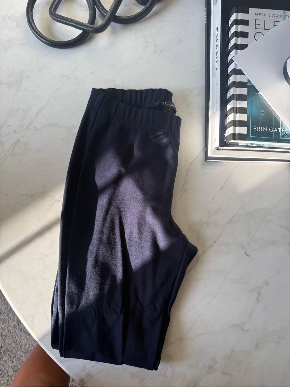 St. John Navy Stretch Knit Leggings